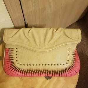 Tan and Pink Clutch
